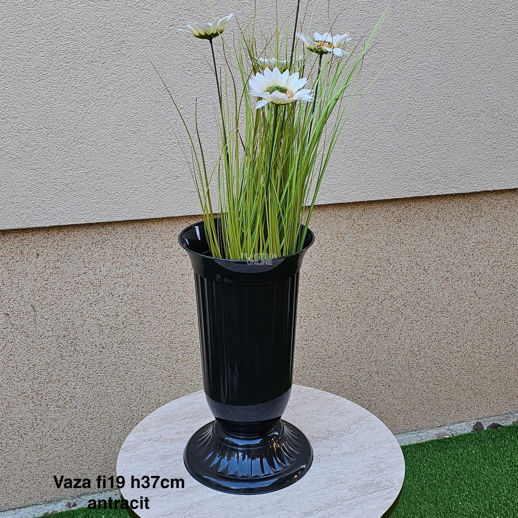 Vaza fi19 h37 cm, Plastična vaza za cveće, Vaza za cvećare, Dekorativna vaza, Velika vaza, plastične vaze antracit