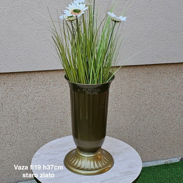 Vaza fi19 h37 cm, Plastična vaza za cveće, Vaza za cvećare, Dekorativna vaza, Velika vaza, plastične vaze staro zlato
