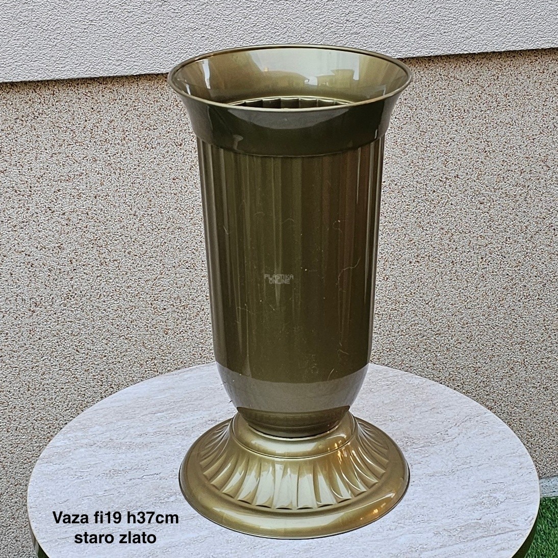 Vaza fi19 h37 cm, Plastična vaza za cveće, Vaza za cvećare, Dekorativna vaza, Velika vaza, plastične vaze staro zlato