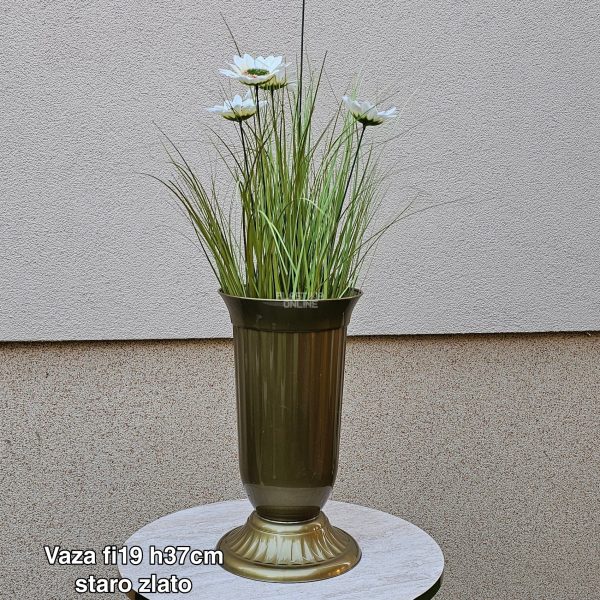 Vaza fi19 h37 cm, Plastična vaza za cveće, Vaza za cvećare, Dekorativna vaza, Velika vaza, plastične vaze staro zlato