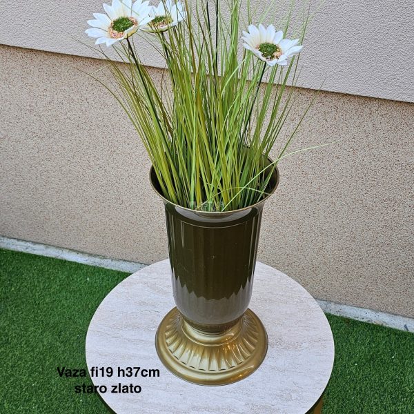 Vaza fi19 h37 cm, Plastična vaza za cveće, Vaza za cvećare, Dekorativna vaza, Velika vaza, plastične vaze staro zlato