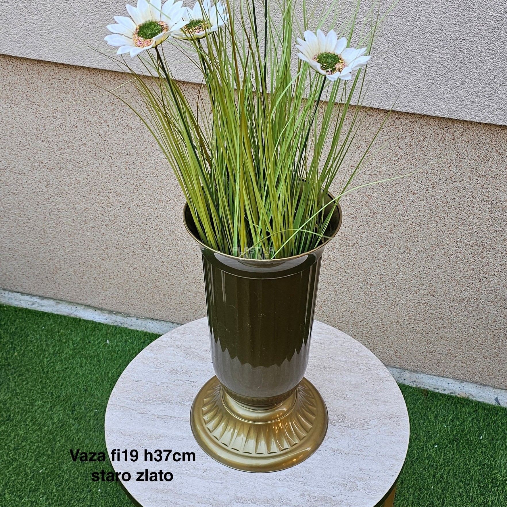 Vaza fi19 h37 cm, Plastična vaza za cveće, Vaza za cvećare, Dekorativna vaza, Velika vaza, plastične vaze staro zlato