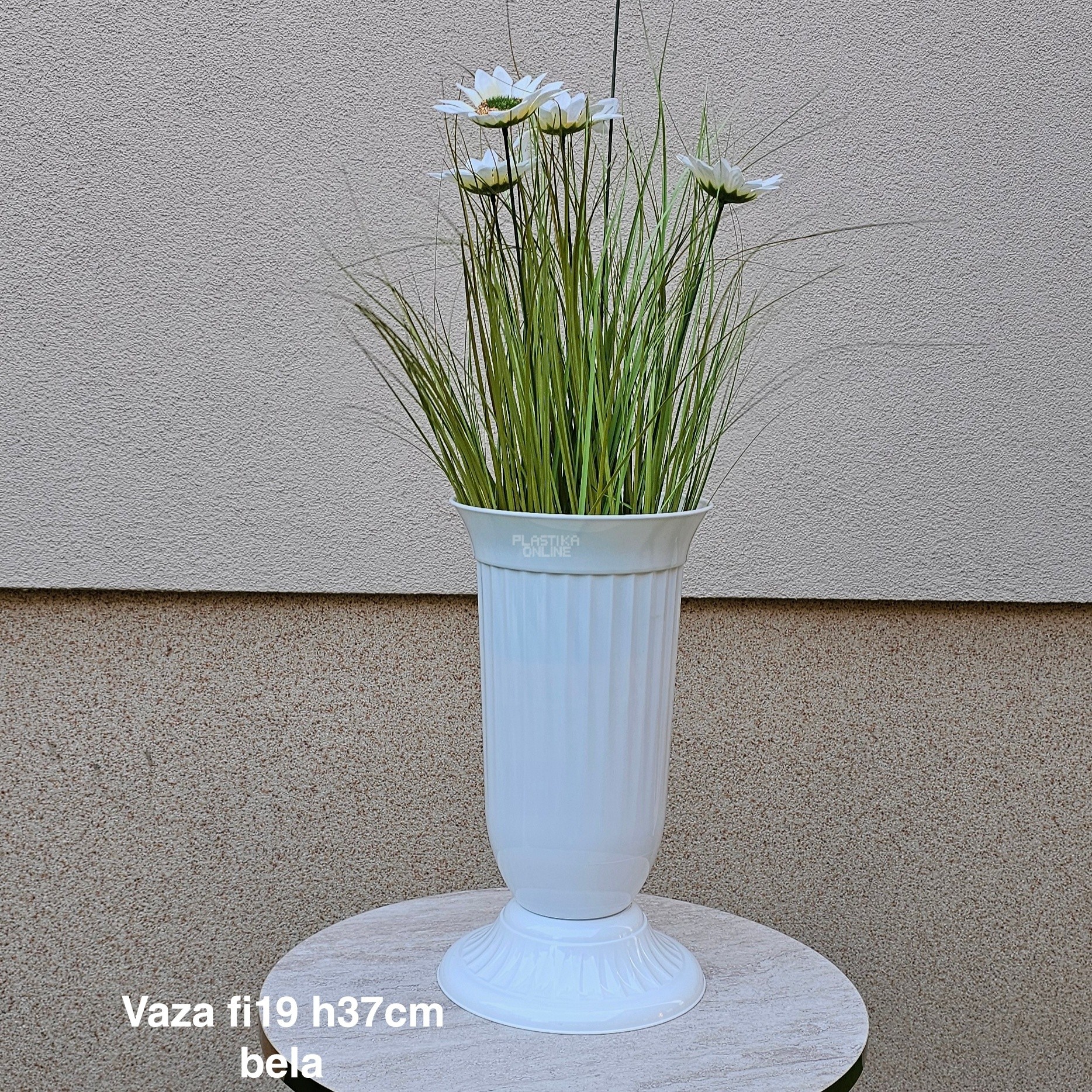 Vaza fi19 h37 cm, Plastična vaza za cveće, Vaza za cvećare, Dekorativna vaza, Velika vaza, plastične vaze tamno bela