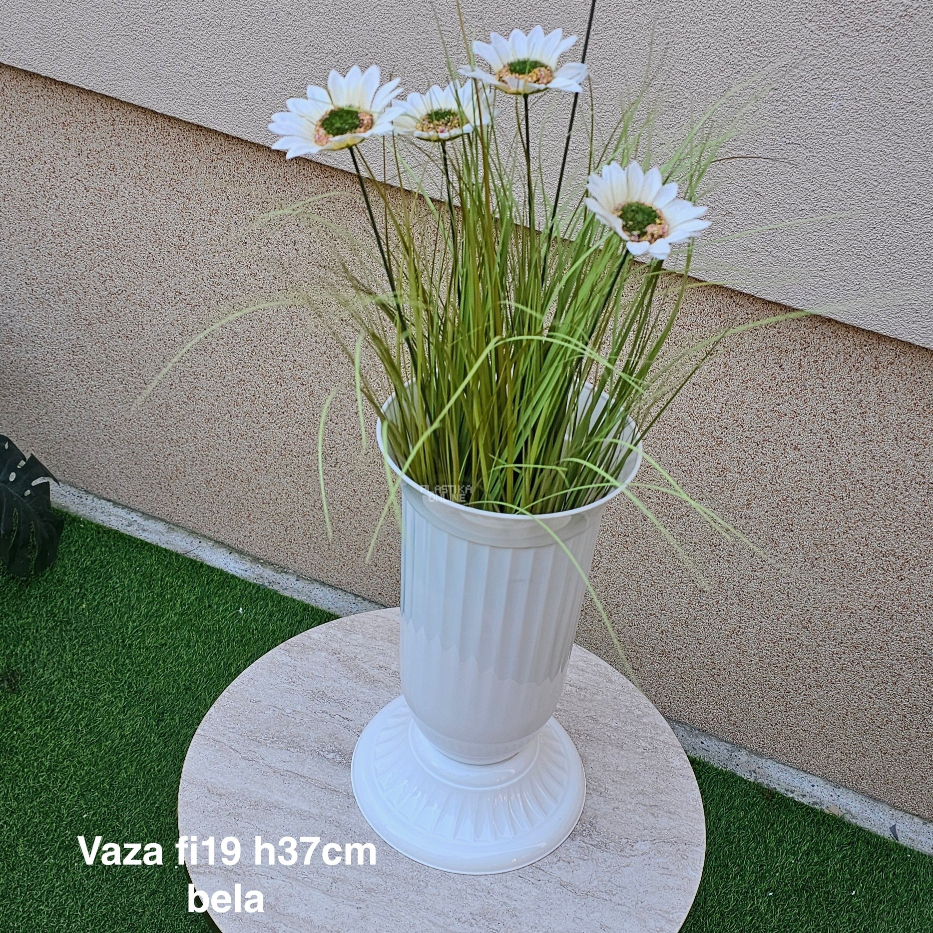 Vaza fi19 h37 cm, Plastična vaza za cveće, Vaza za cvećare, Dekorativna vaza, Velika vaza, plastične vaze tamno bela