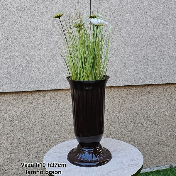Vaza fi19 h37 cm, Plastična vaza za cveće, Vaza za cvećare, Dekorativna vaza, Velika vaza, plastične vaze tamno braon