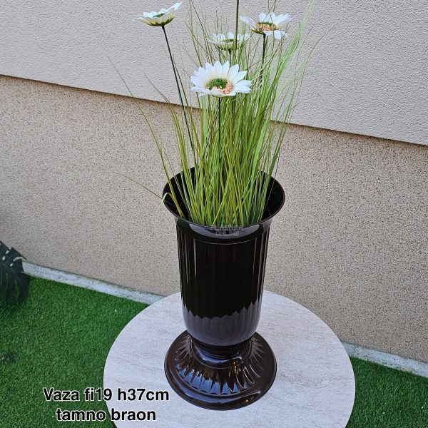 Vaza fi19 h37 cm, Plastična vaza za cveće, Vaza za cvećare, Dekorativna vaza, Velika vaza, plastične vaze tamno braon