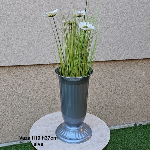 Vaza fi19 h37 cm, Plastična vaza za cveće, Vaza za cvećare, Dekorativna vaza, Velika vaza, plastične vaze tamno siva