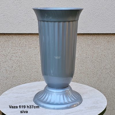 Vaza fi19 h37 cm, Plastična vaza za cveće, Vaza za cvećare, Dekorativna vaza, Velika vaza, plastične vaze tamno siva