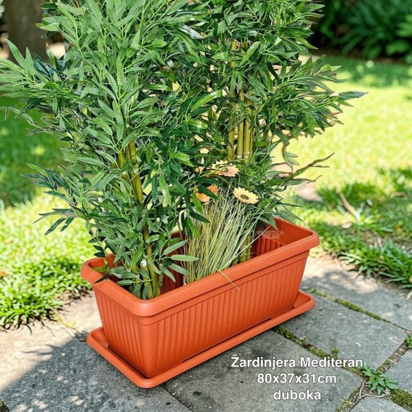 Žardinjera Mediteran 80X37X26cm, 60l , zardinjere sa kukom, zardinjere za balkon, zardinjere sa podmetacem, zardinjere TERAKOT