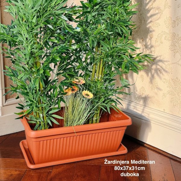 Žardinjera Mediteran 80X37X26cm, 60l , zardinjere sa kukom, zardinjere za balkon, zardinjere sa podmetacem, zardinjere TERAKOT
