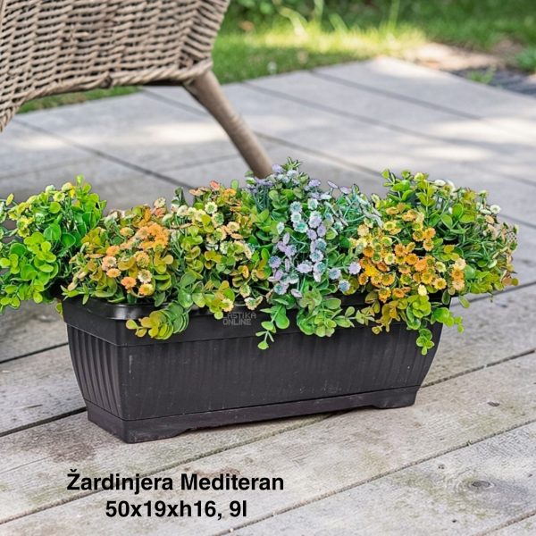Zardinjera mediteran 50, zardinjere sa kukama, zardinjere sa podmetacem, kockaste zardinjere, zardinjere antracit