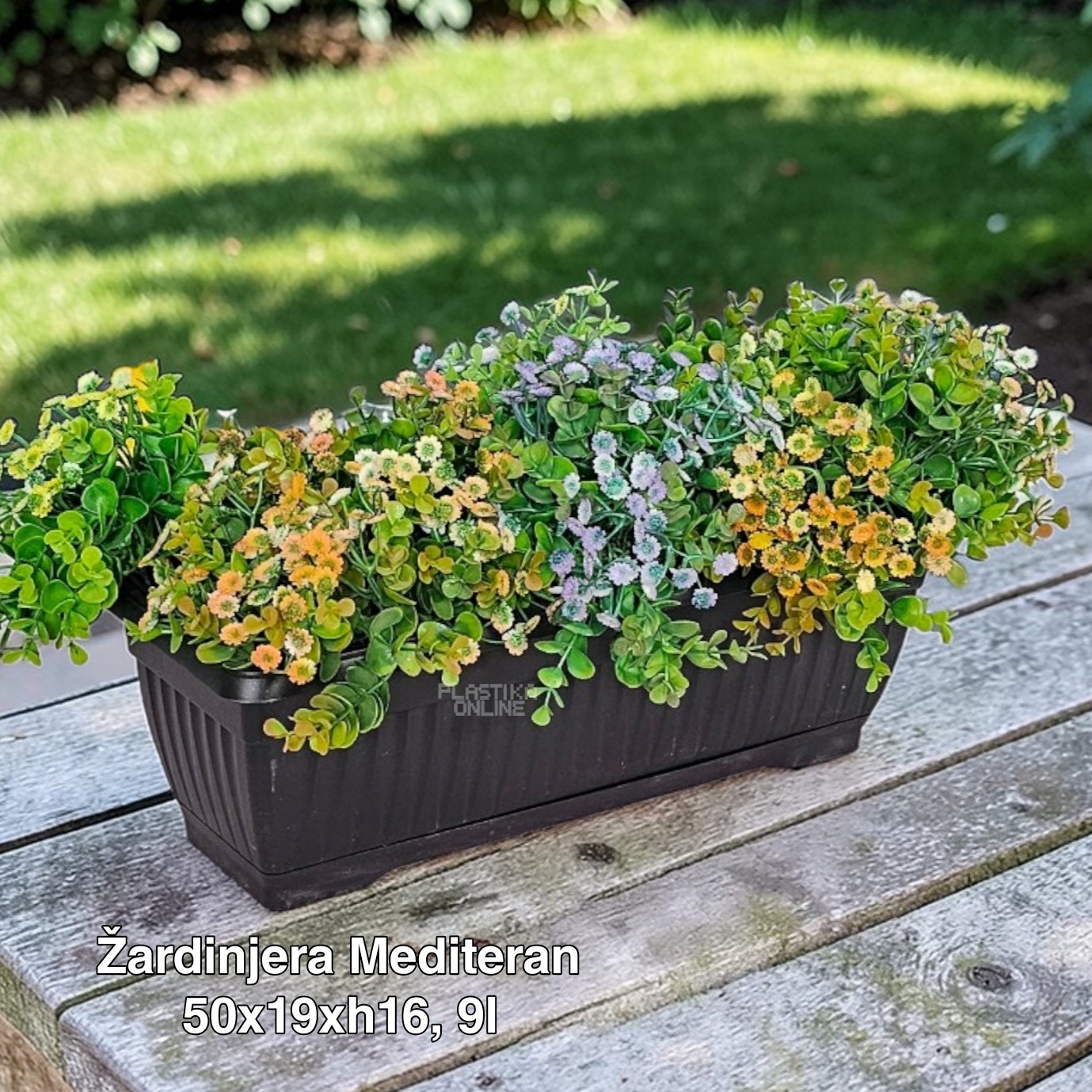 Zardinjera mediteran 50, zardinjere sa kukama, zardinjere sa podmetacem, kockaste zardinjere, zardinjere antracit