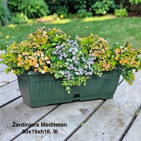 Zardinjera mediteran 50, zardinjere sa kukama, zardinjere sa podmetacem, kockaste zardinjere, zardinjere zelena