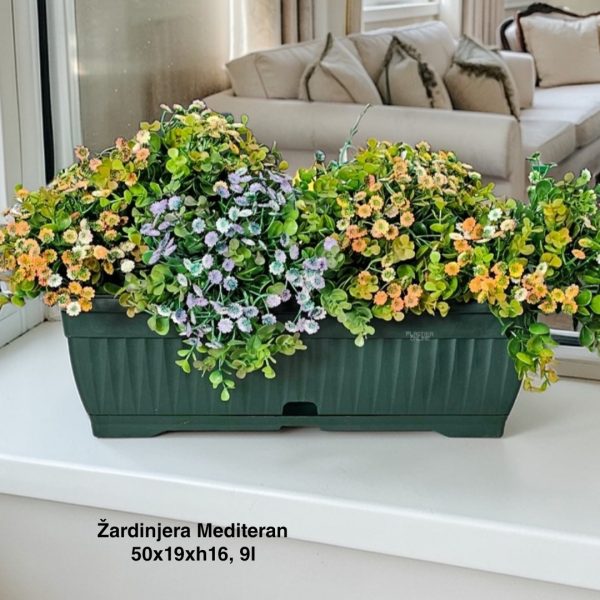 Zardinjera mediteran 50, zardinjere sa kukama, zardinjere sa podmetacem, kockaste zardinjere, zardinjere zelena