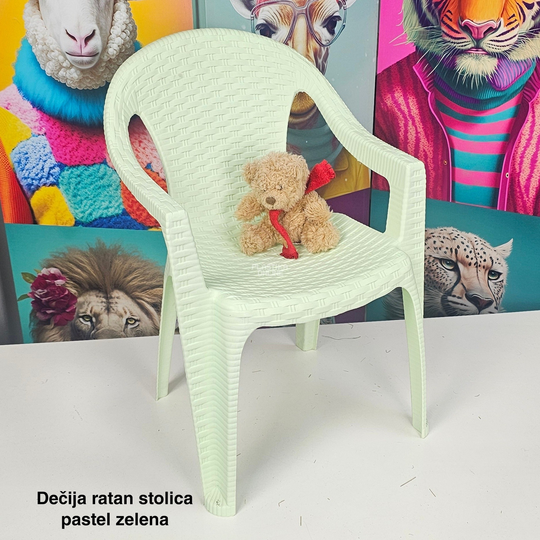 Dečija stolica ratan pastel zelena - Slika 2