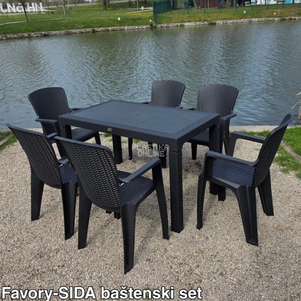 Baštenska garnitura Sida 6 Favory, Baštenska garnitura, Baštenski set sa 6 stolica, Plastična baštenska garnitura, Baštenski nameštaj, Garnitura za dvorište