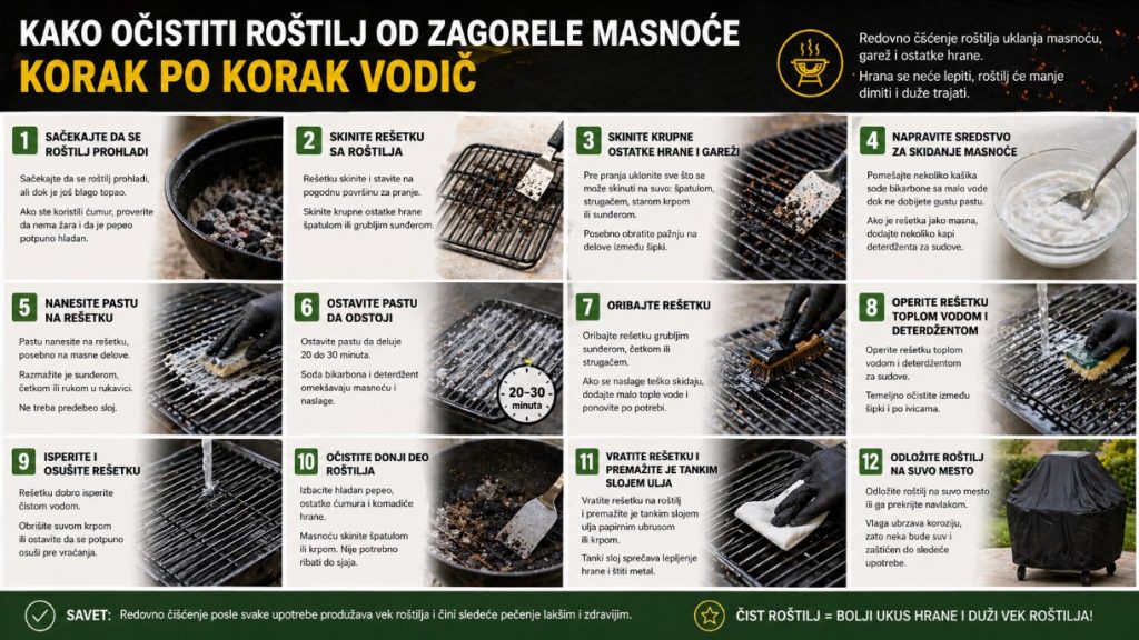 Vodič kako očistiti roštilj od zagorele masnoće