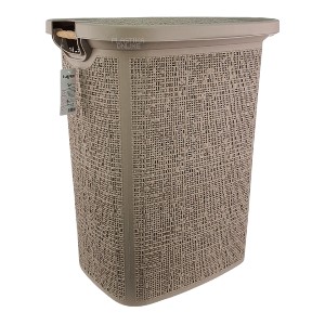 Korpa za prljav veš TUFFEX 60L-sa drvenim rukohvatima-KREM