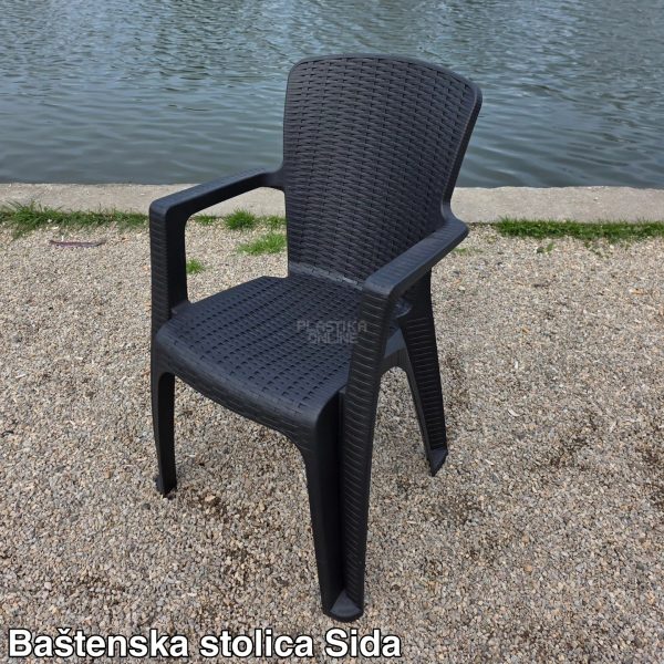 Plastična stolica Sida 53, Plastična stolica sa imitacijom ratana, Baštenska plastična stolica, Udobna plastična stolica, izdržljiva plastična stolica, Lagana plastična
