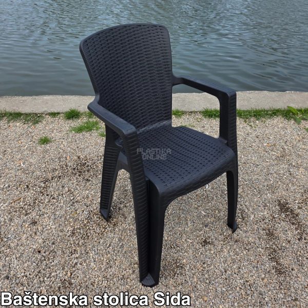 Plastična stolica Sida 53, Plastična stolica sa imitacijom ratana, Baštenska plastična stolica, Udobna plastična stolica, izdržljiva plastična stolica, Lagana plastična