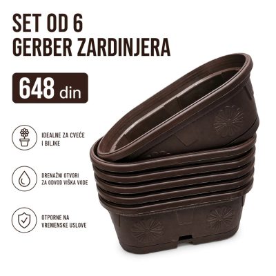 Žardinjera GERBER 20 X 12,5cm , 4l , plasticne zardinjere , zardinjere za terasu, balkonske zardinjere