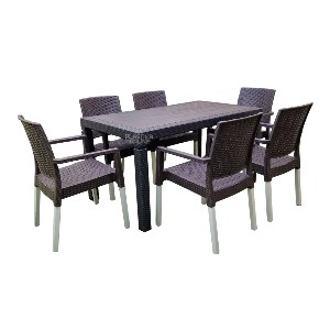 Baštenska garnitura MEGA LUX (150x85cm i 6 stolica sa alu nogama) antracit