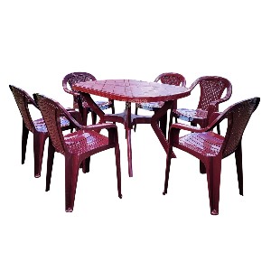 Baštenski Set Valerija – Sto Ovalni 120x80cm I 6 Stolica – u Bordo boji