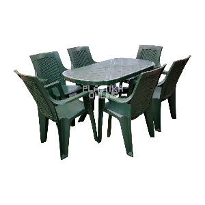 Baštenski set REMA – Zeleni (Ema ratan stolice 6 kom i ovalni sto 120x80cm)
