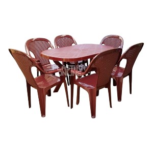 Baštenski set Valentina – Bordo (120×80 i 6 stolica ratan povišeni naslon)