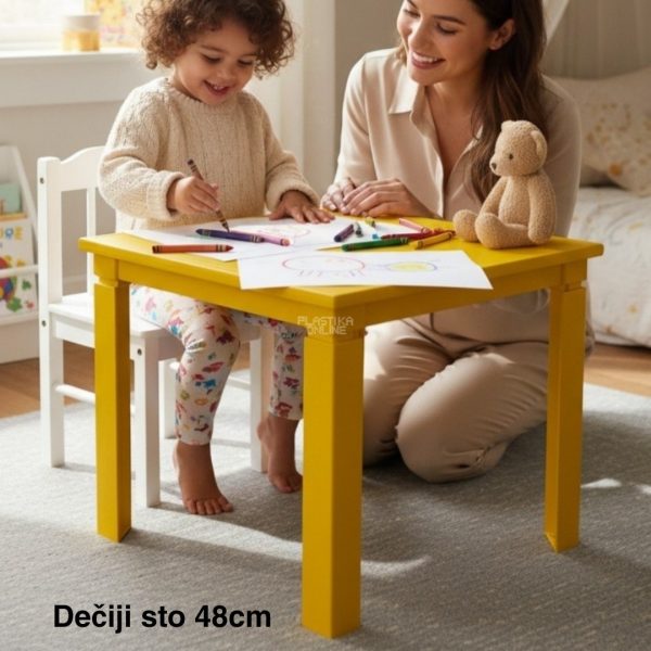 Dečiji sto 48cm žut, plasticni deciji sto