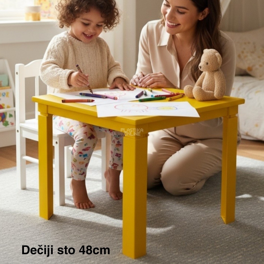 Dečiji sto 48cm žut, plasticni deciji sto
