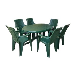 ORLEMA Baštenski Set – ZELENA (Sto ORLANDO 140 x 100 I 6 Ema Ratan Stolica)