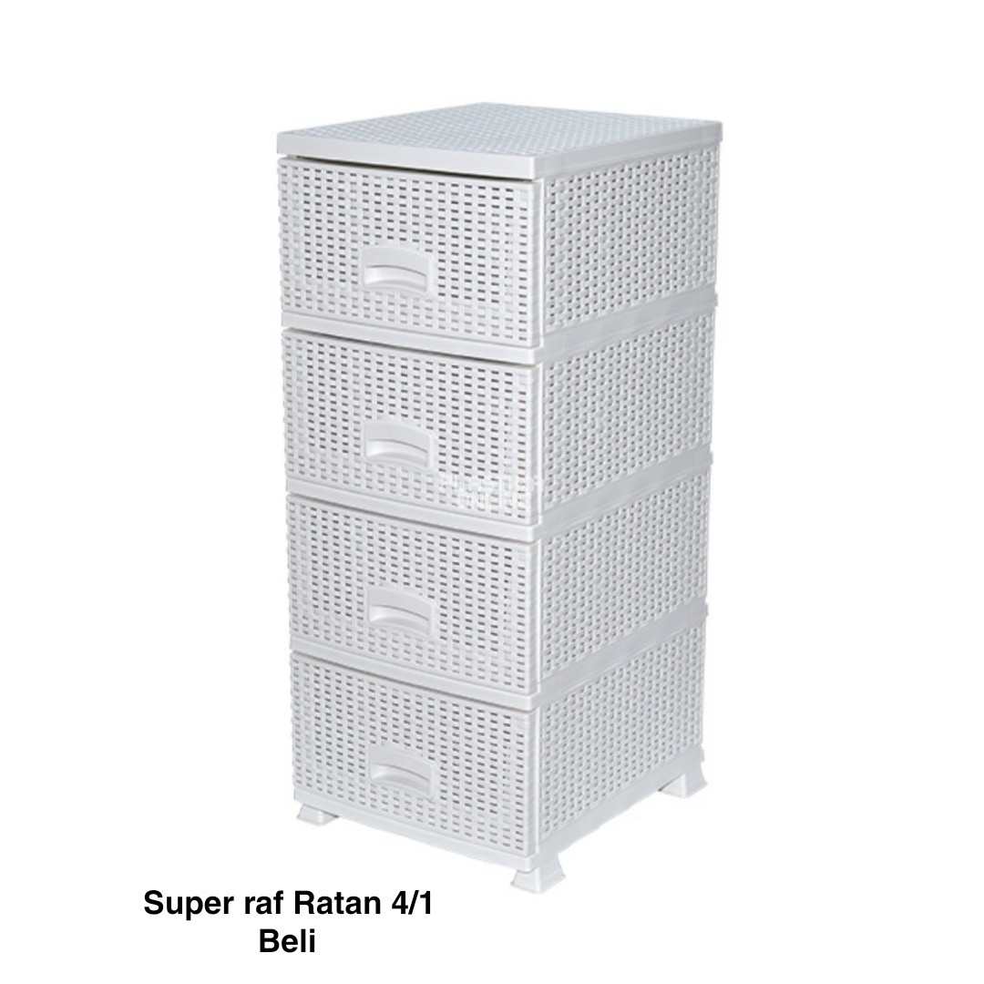 Fiokar Super raf ratan 4, Plastični fiokar, Fiokar za kupatilo, Komoda sa fiokama, Organizer sa fiokama beli