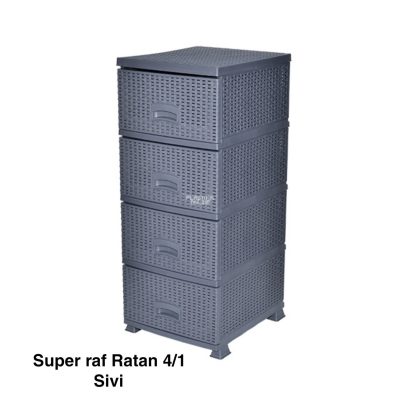 Fiokar Super raf ratan 4, Plastični fiokar, Fiokar za kupatilo, Komoda sa fiokama, Organizer sa fiokama sivi