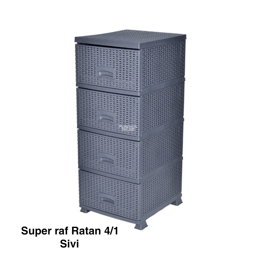 Fiokar Super raf ratan 4, Plastični fiokar, Fiokar za kupatilo, Komoda sa fiokama, Organizer sa fiokama sivi