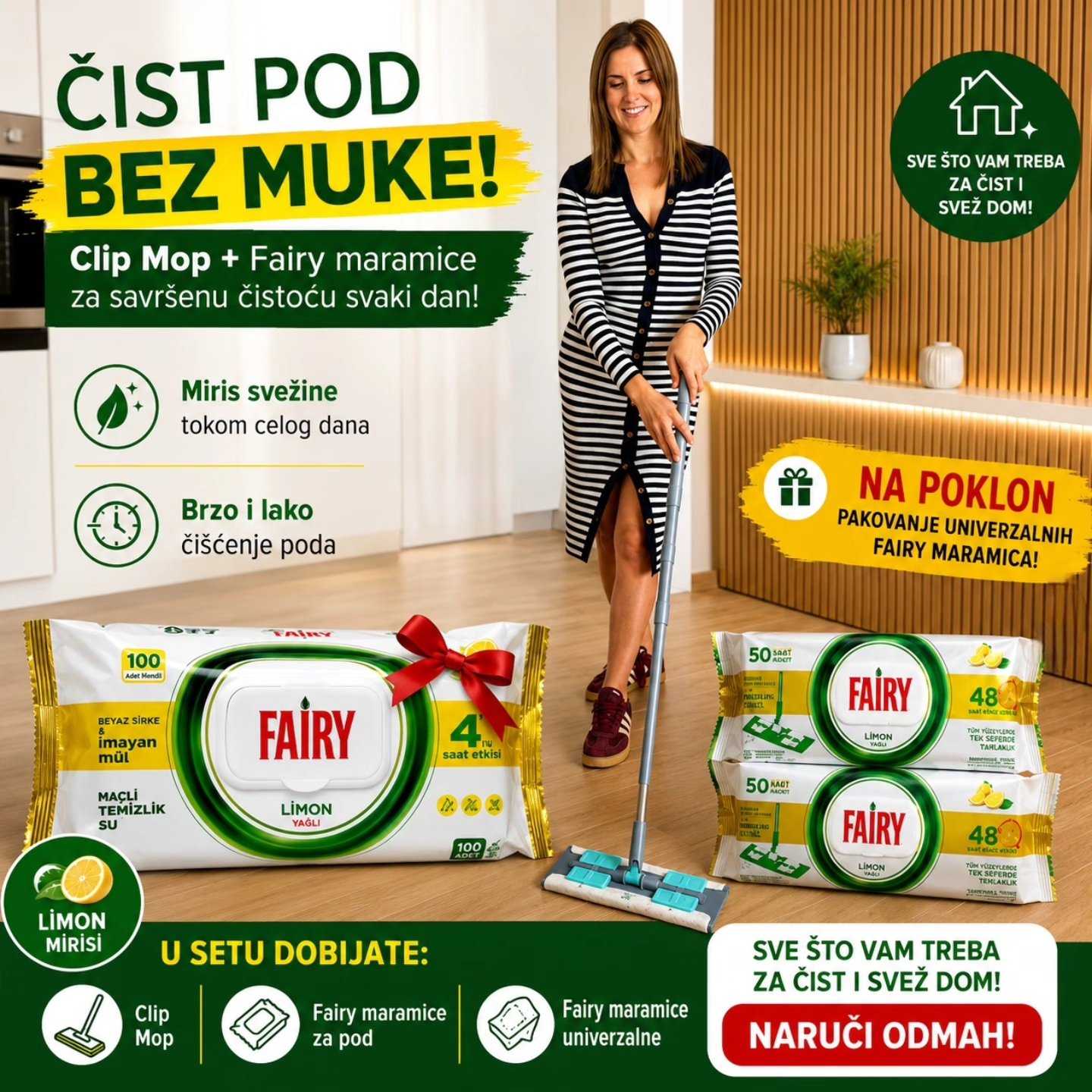 Fairy set za čišćenje ( Fairy maramice za pod, Clip mop + Fairy univerzalne maramice) - Slika 15