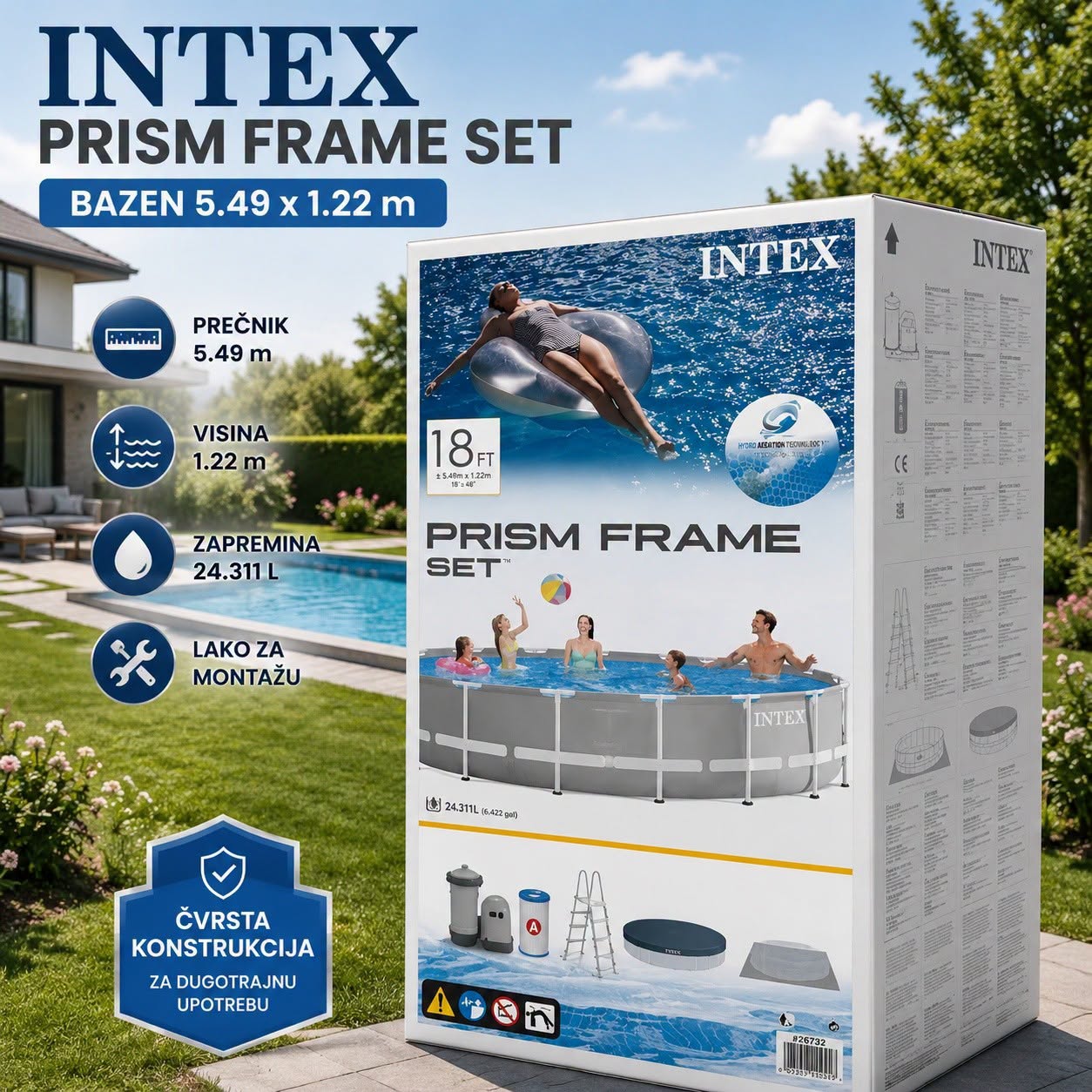 Intex bazen metalni okvir 26732- 5.49 X1.22 M - Slika 5
