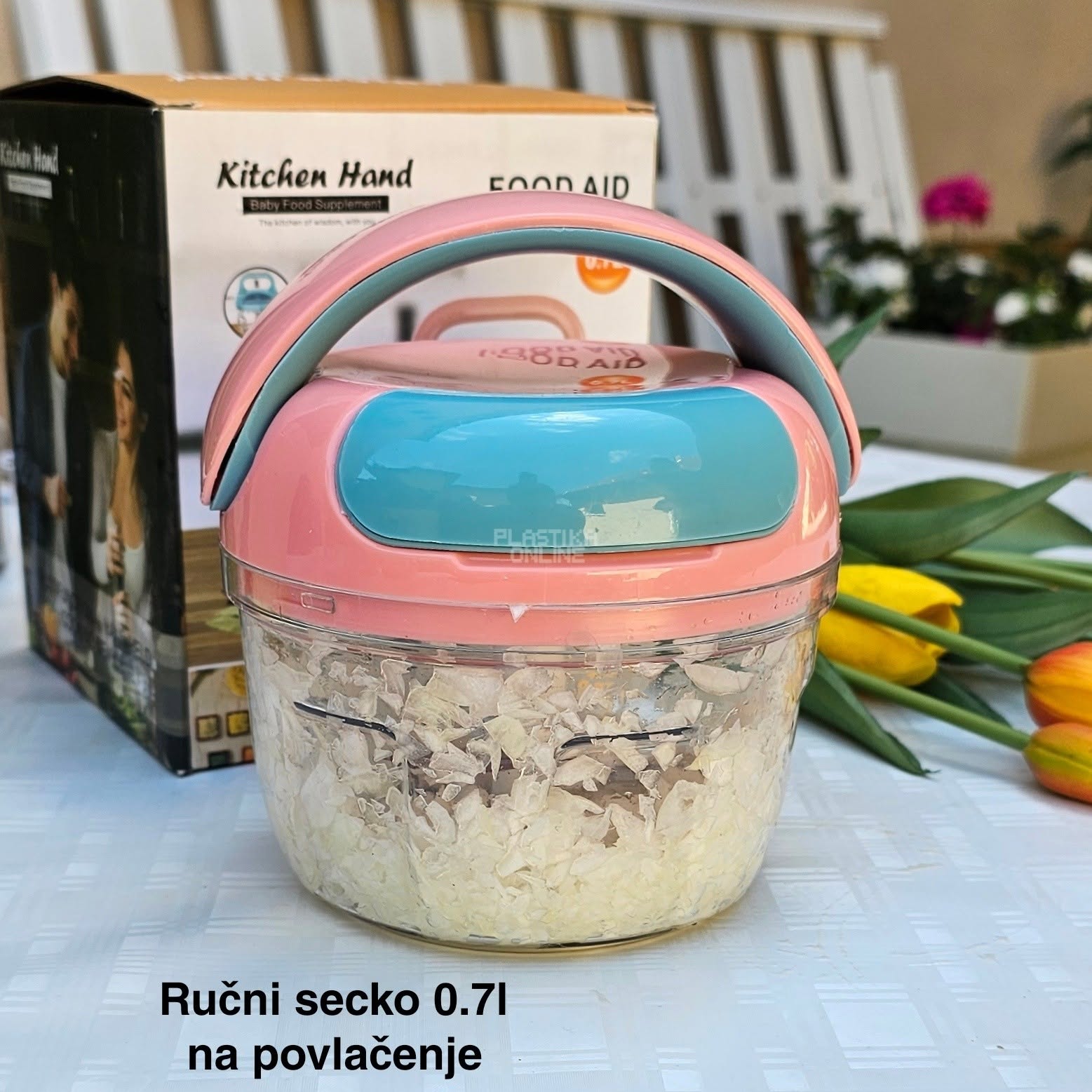 Ručni secko 0.7l, Ručni secko na povlačenje, Secko za povrće, Ručna seckalica, Seckalica bez struje, ručna seckalica