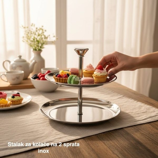 Stalak za kolače na 2 sprata , Stalak za posluženje, Dekorativni stalak, Stalak za mafine