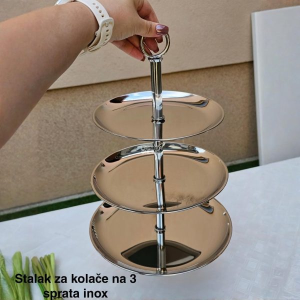 Stalak za kolače na 3 sprata inox , stalak za kolače , Etažer za kolače, Stalak za mafine, Stalak za posluženje