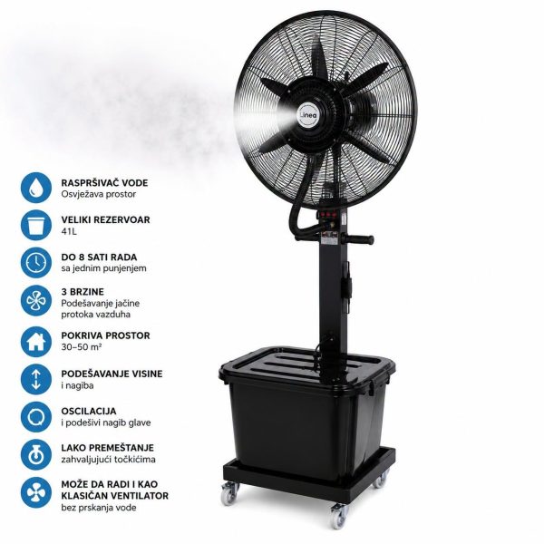 Ventilator sa raspršivačem vode LINEA 41l , stubni ventilator, ventilator za bašte