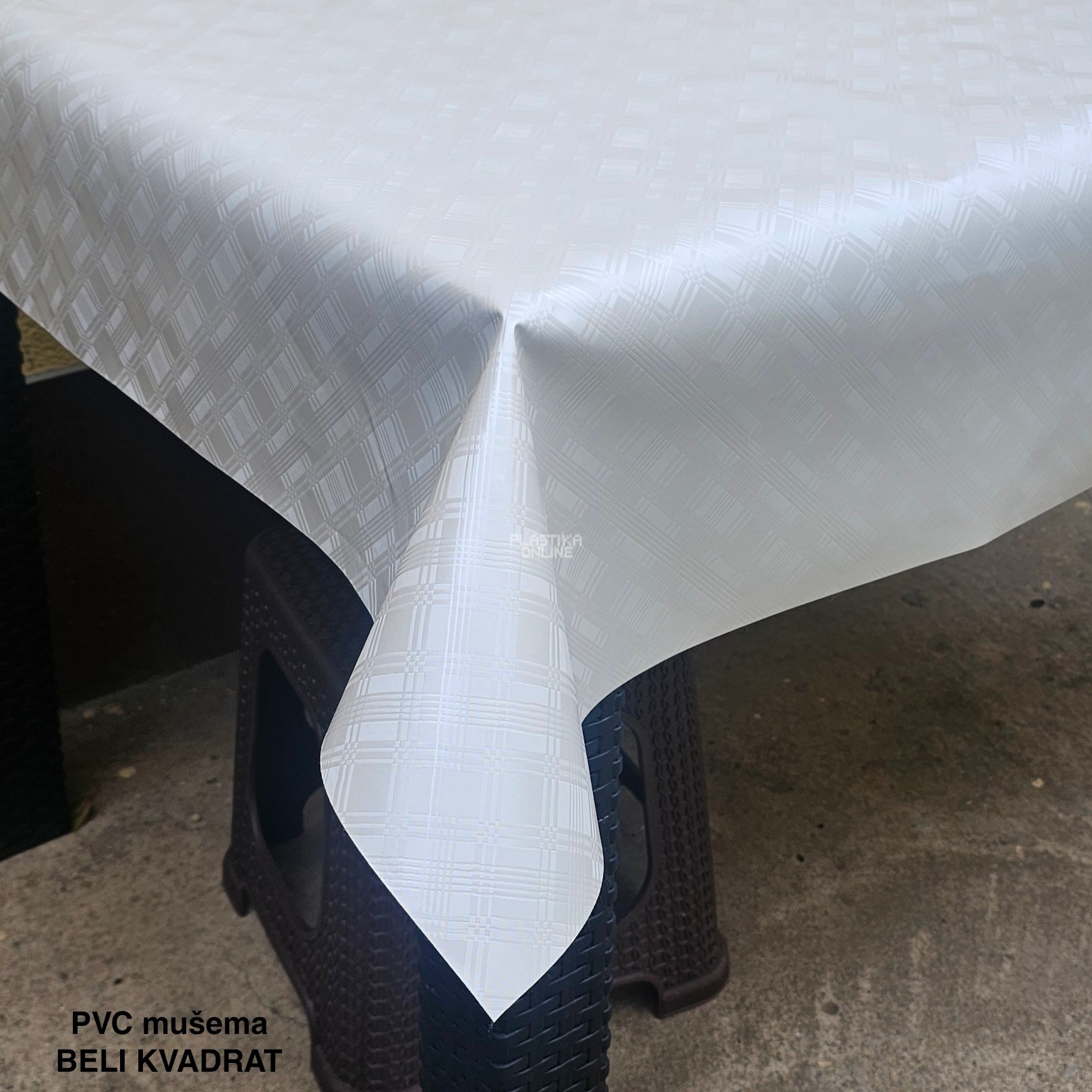 mušema beli pravougaonik, pvc mušema, plasticna mušema za sto