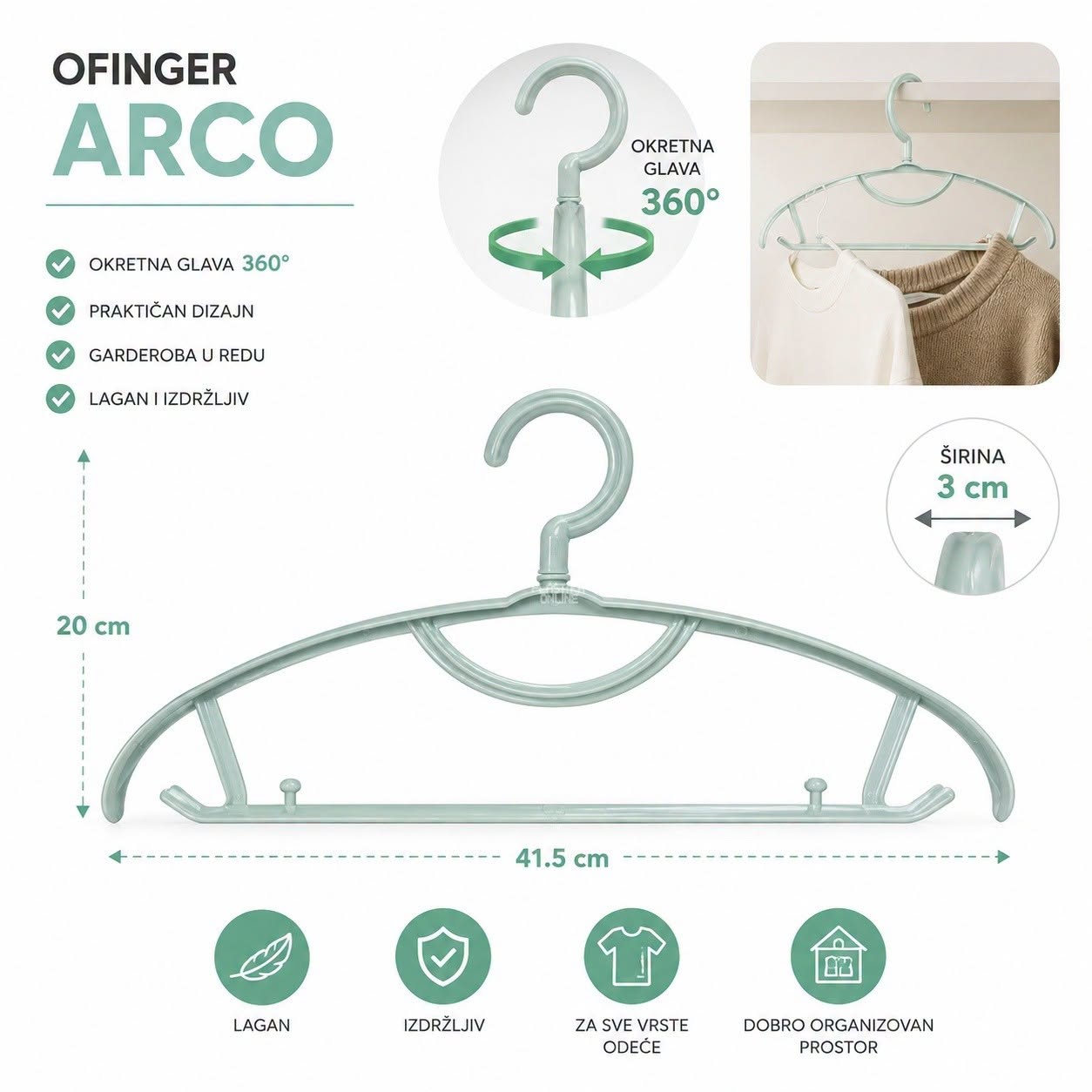 Ofinger arco, plastični ofinger, okretni ofinger