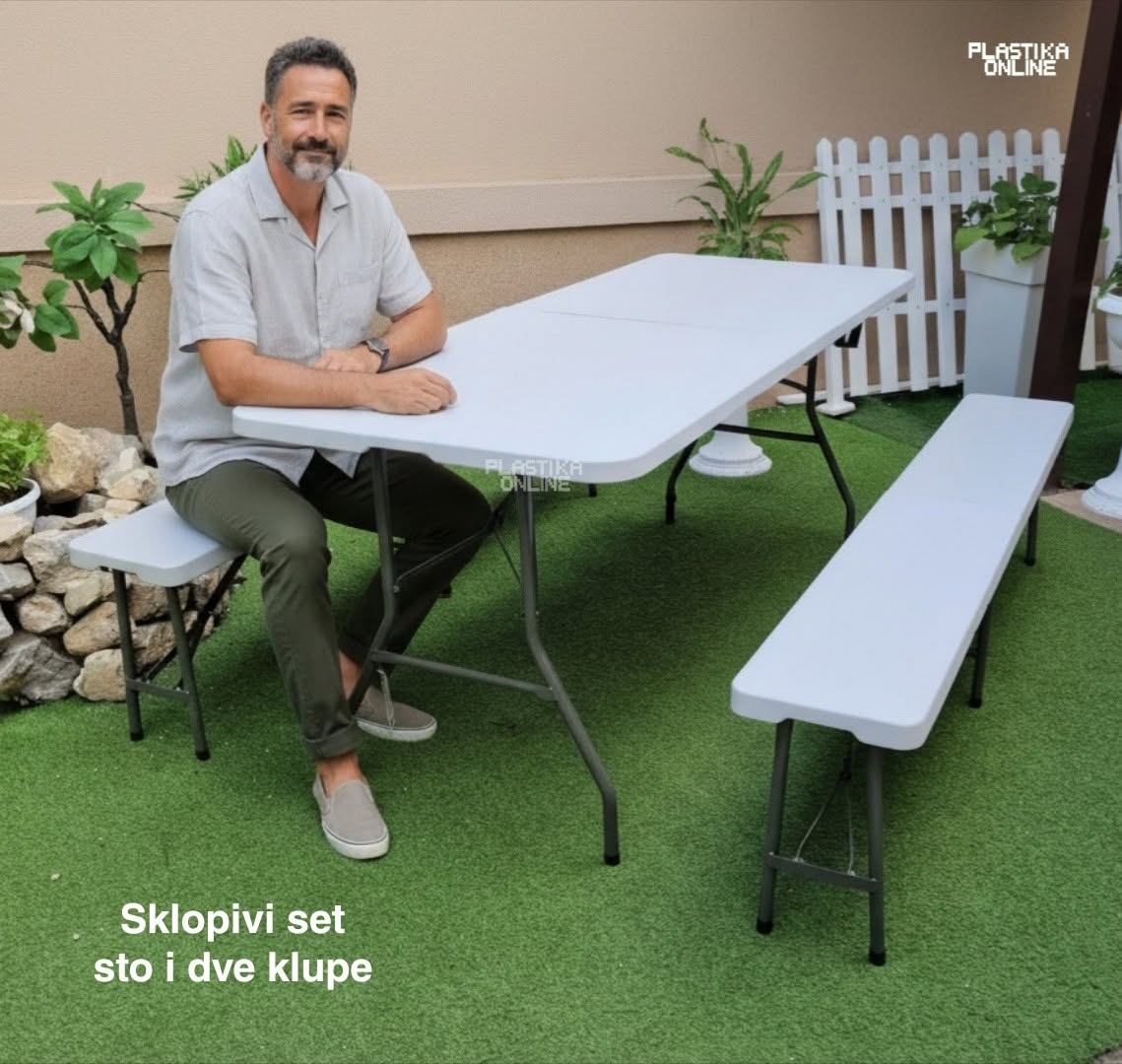 Sklopivi baštenski set sto i dve klupe