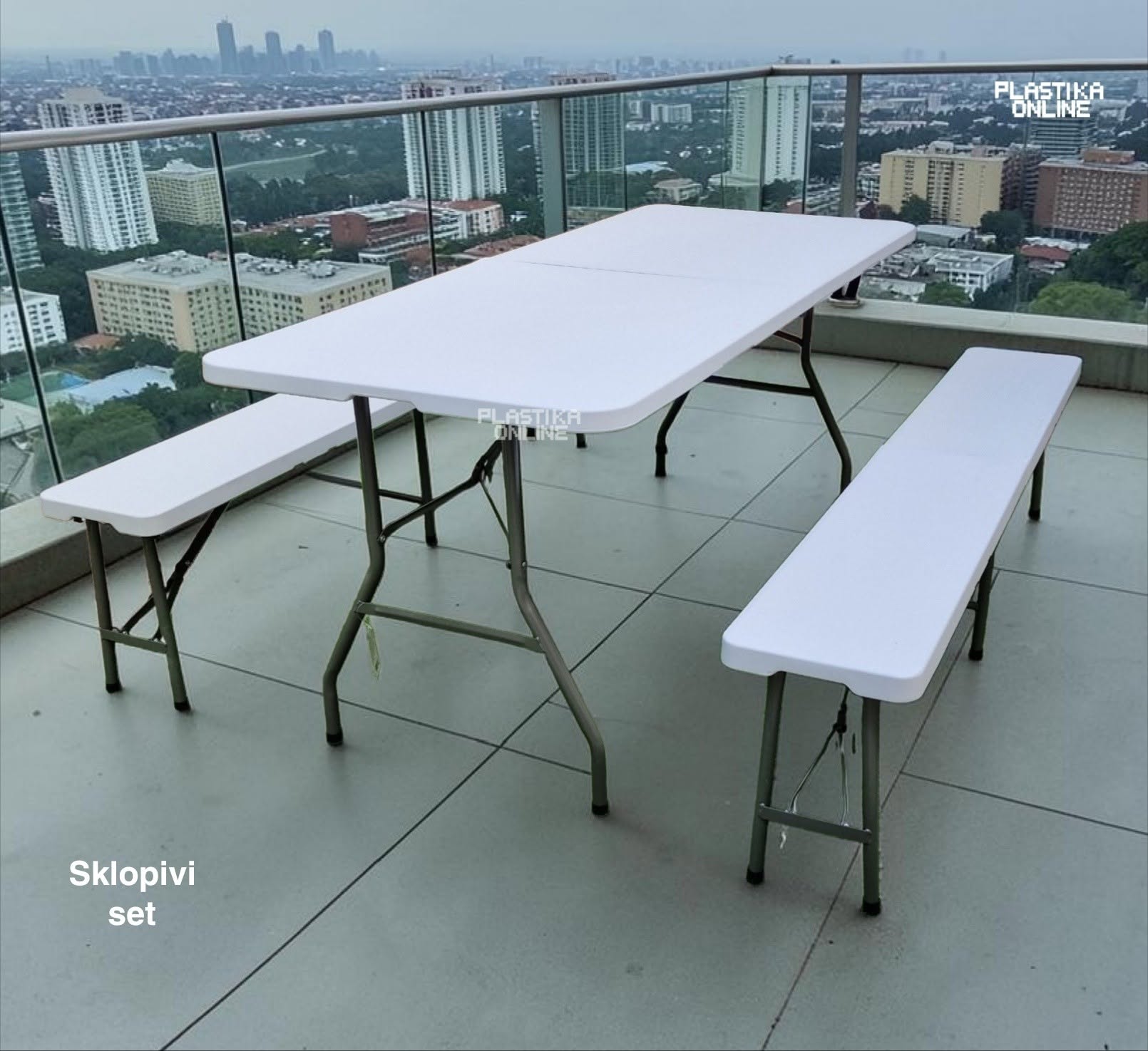 Sklopivi baštenski set sto i dve klupe