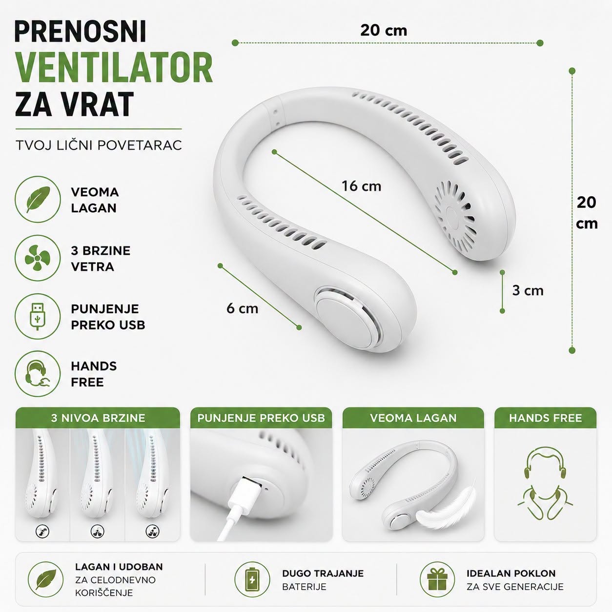 ventilator, prenosni ventilator, punjivi ventilator, ventilator za oko vrata