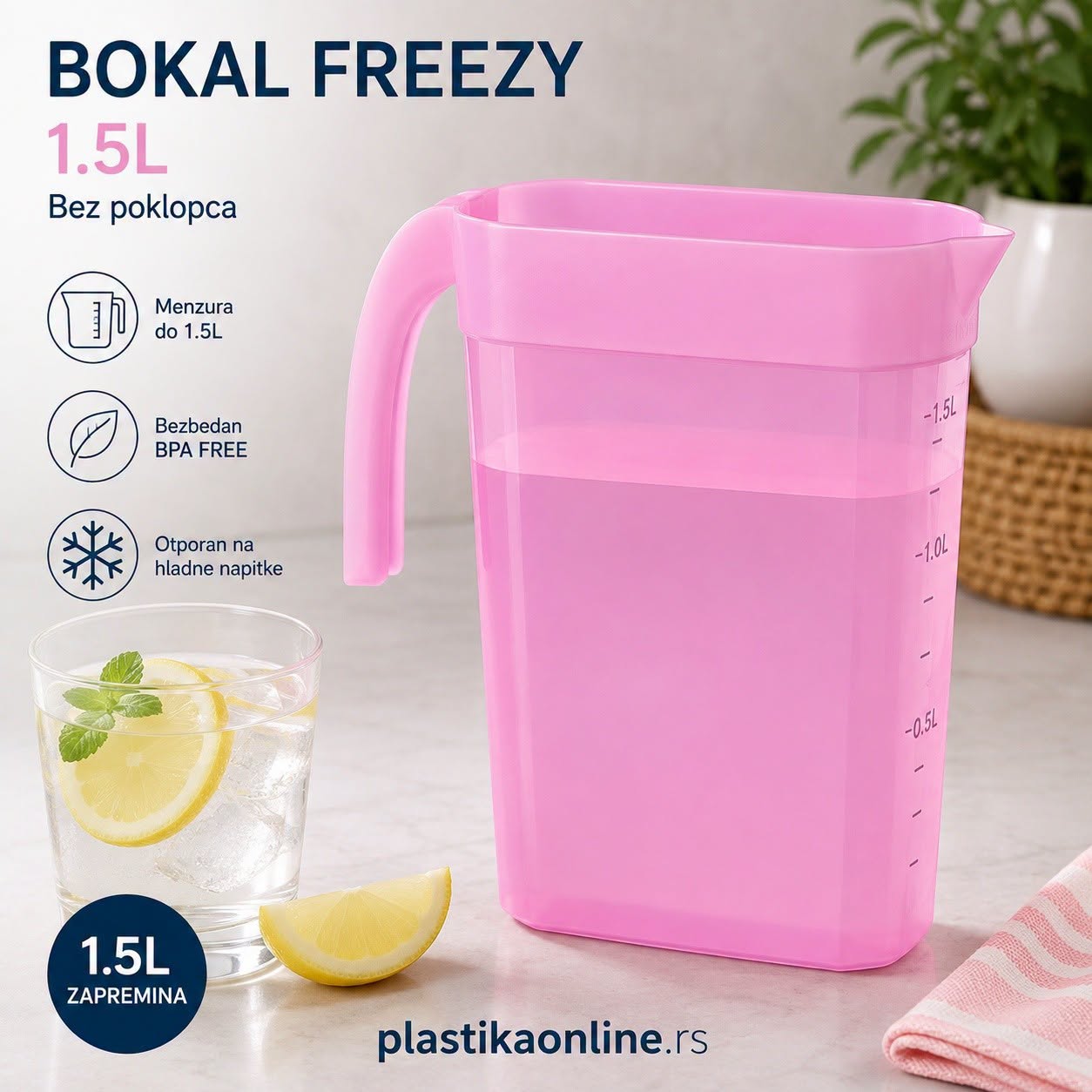 Bokal 1,5l Freezy , plastican bokal, bokal sa menzurom