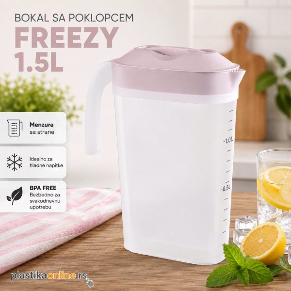 Bokal 1,5l s poklopcem Freezy, Bokal sa mericom, plasticni bokal