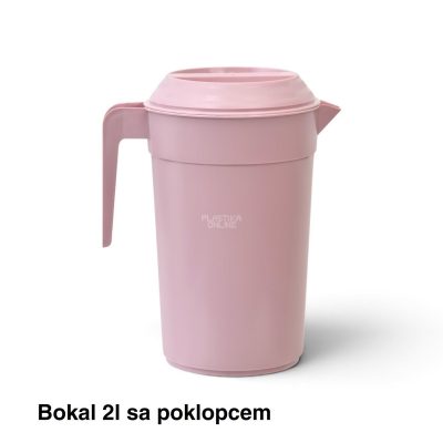 Bokal 2L sa poklopcem - 19x14xH23 cm puder roza