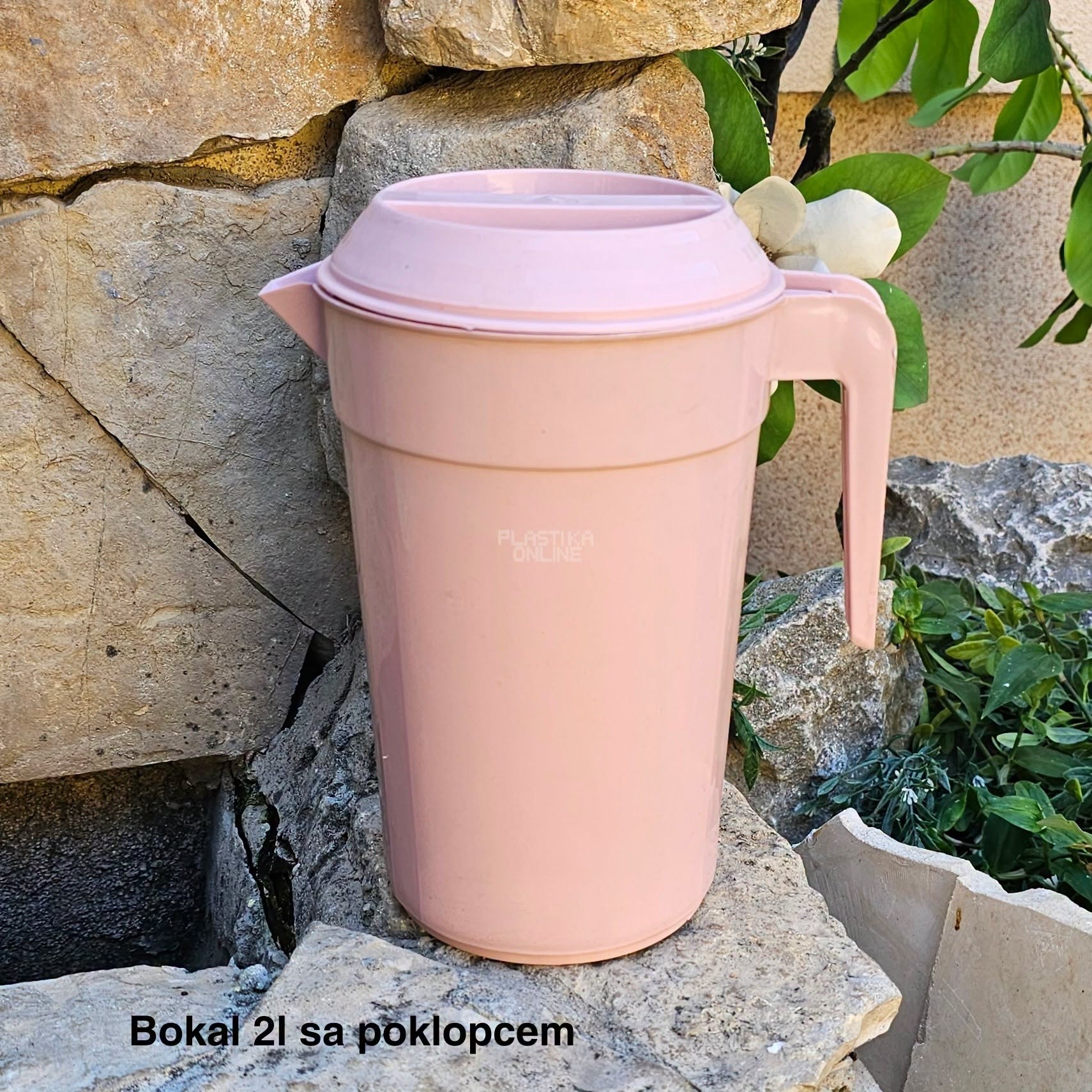 Bokal 2L sa poklopcem - 19x14xH23 cm puder roza